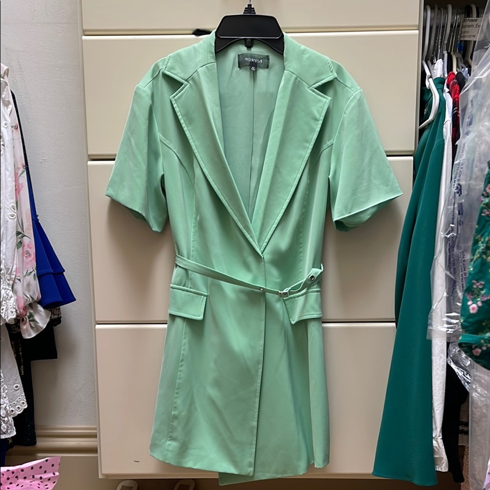 Mint Green Short Sleeve Blazer Dress